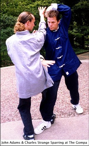 Sihing John Adams and Charles Strange sparring at The Gompa